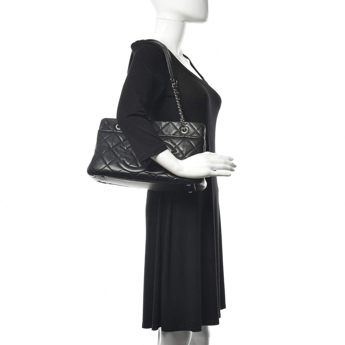 Caviar Quilted Timeless CC Soft Tote Black