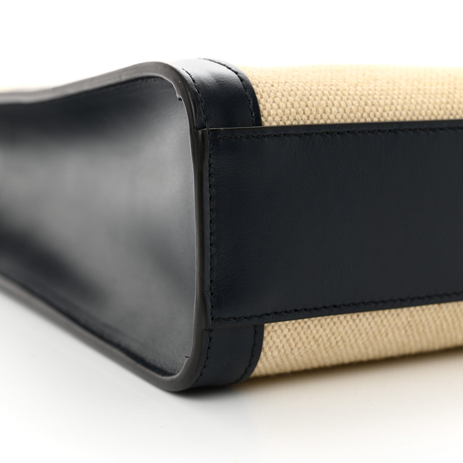 Celine Canvas Calfskin Logo Print Small Vertical Cabas Natural Navy 9 of 11