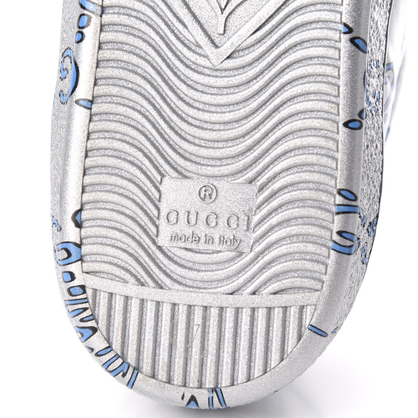 Miro Rubber Wax GucciGhost Print Mens New Ace Sneakers 7 Silver