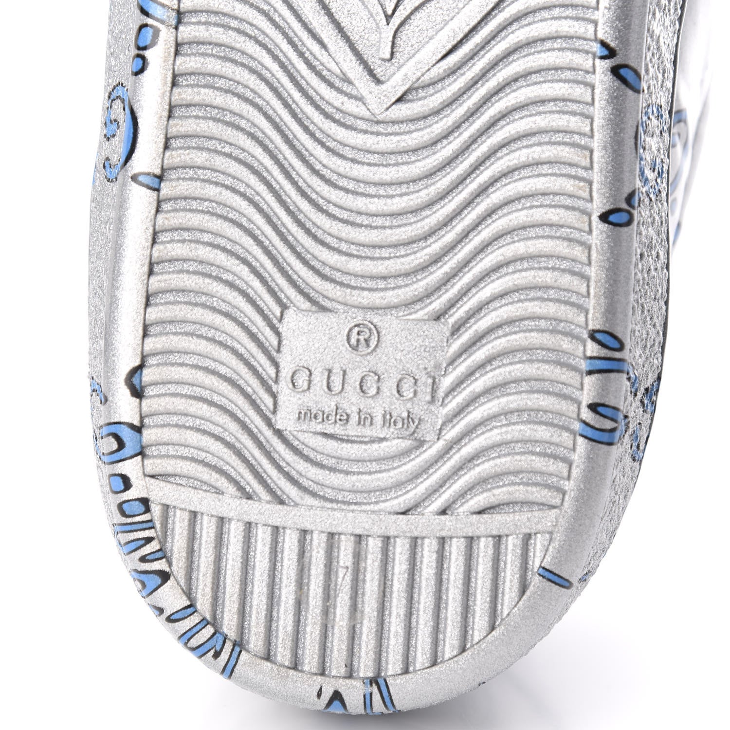 Gucci Miro Rubber Wax GucciGhost Print Mens New Ace Sneakers 7 Silver 7 of 9