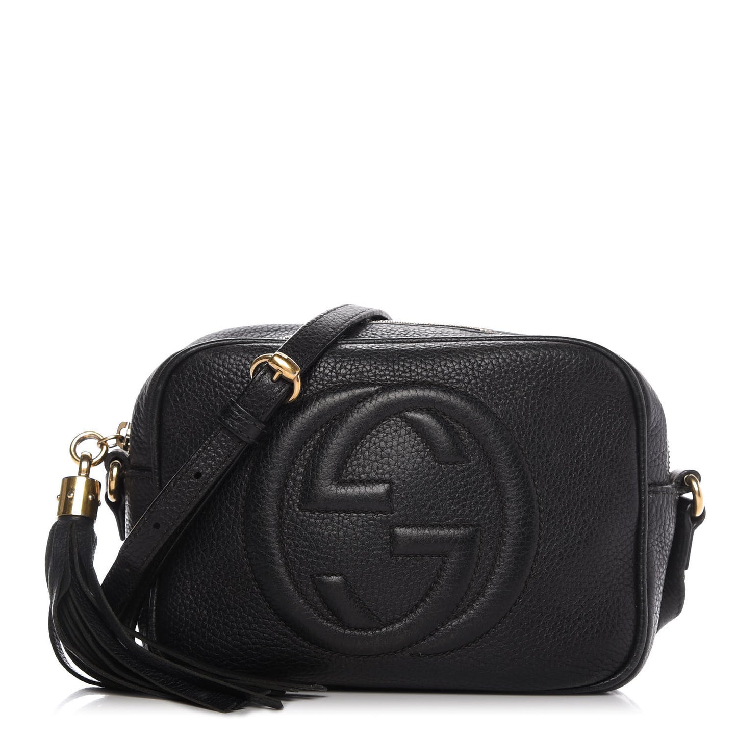 Pebbled Calfskin Small Soho Disco Bag Black