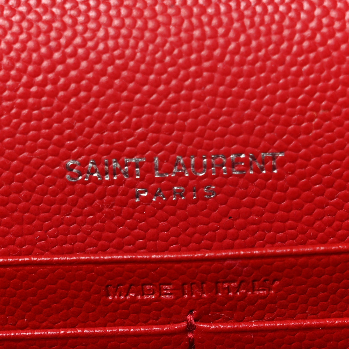 Saint Laurent Grain De Poudre Matelasse Chevron Monogram Envelope Chain Wallet  New Red 7 of 11