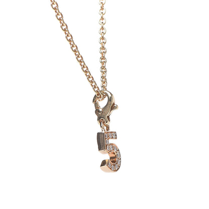 Chanel 18K Yellow Gold Diamond No.5 Charm Necklace 4 of 6