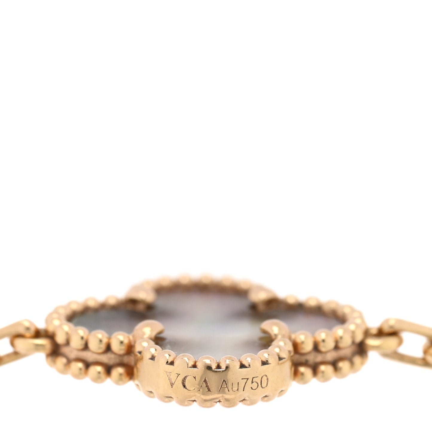 18K Rose Gold Gray Mother of Pearl 5 Motifs Vintage Alhambra Bracelet