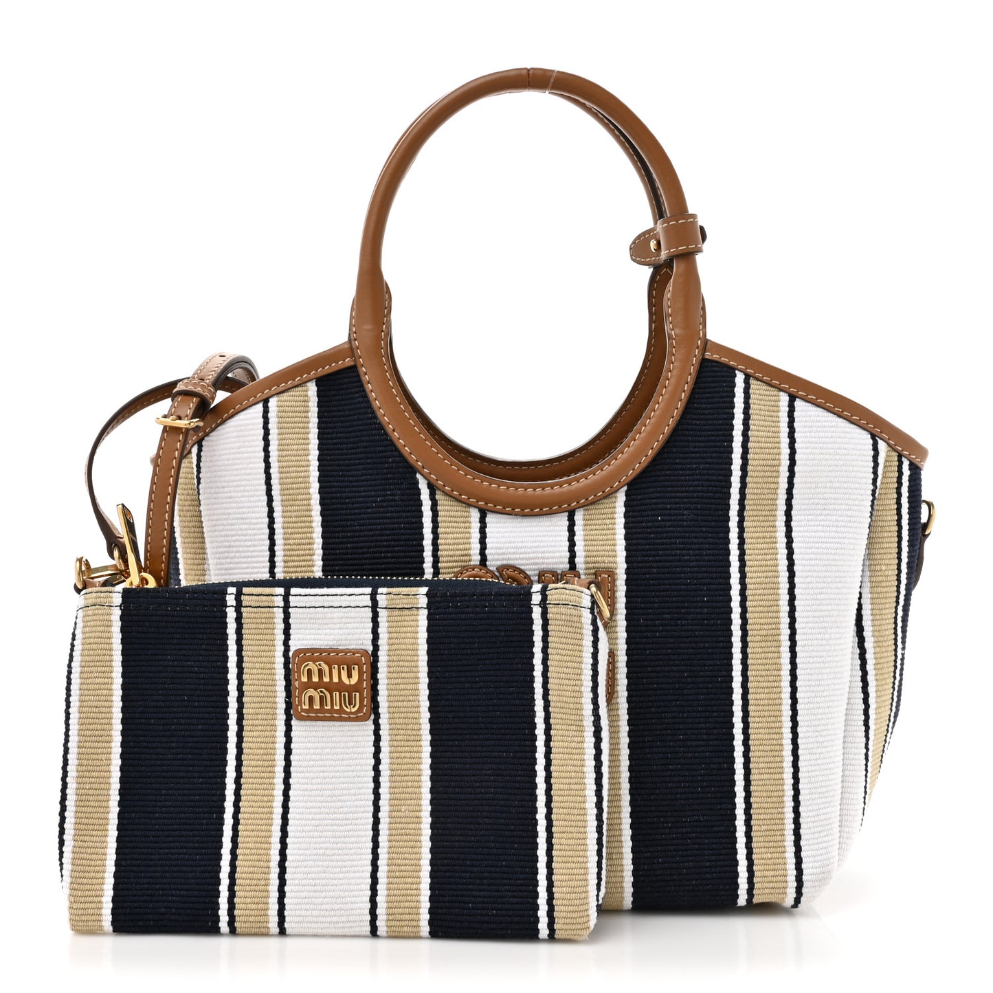 Cannete Canvas Striped Small Ivy Tote Blue Sabbia