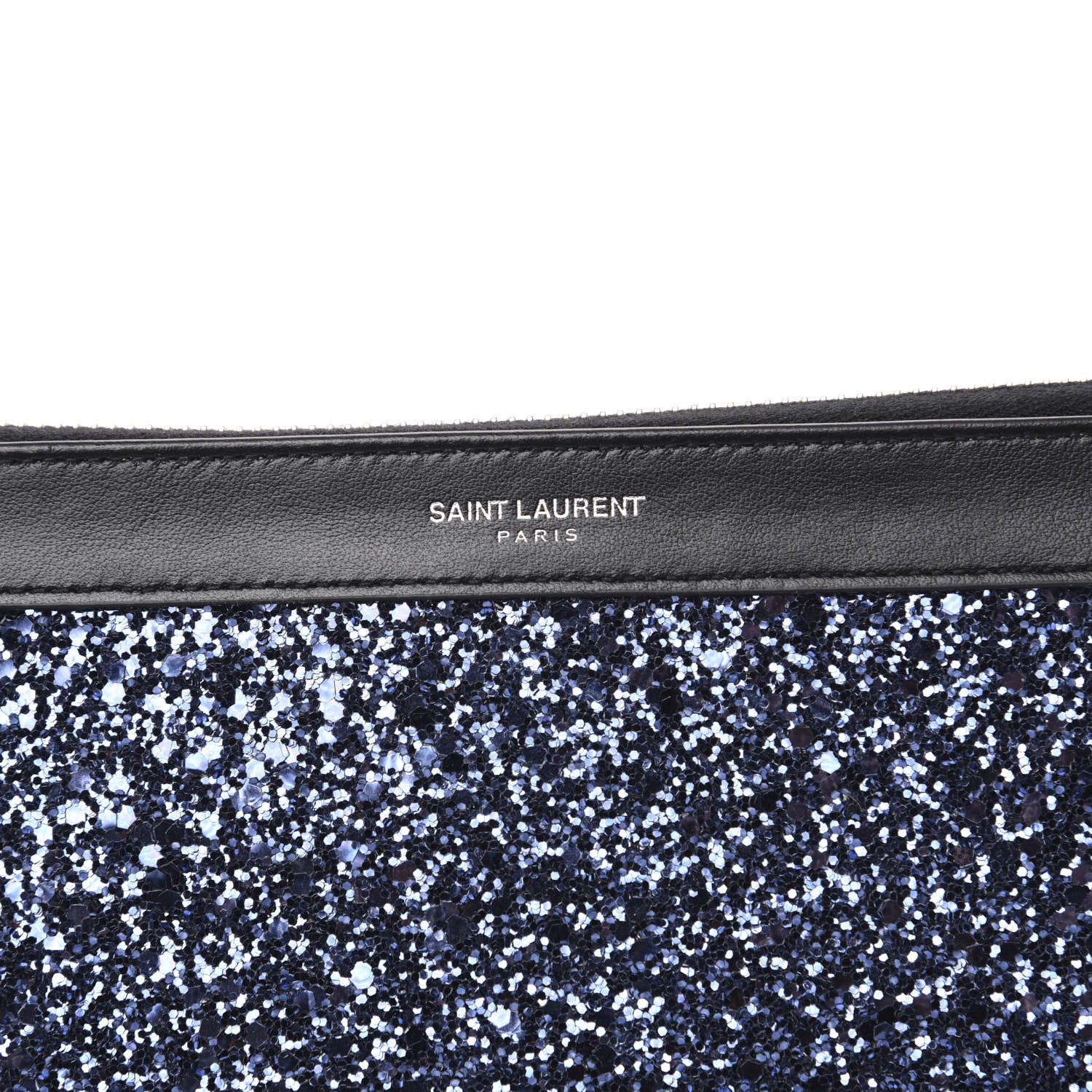 Saint Laurent Calfskin Glitter Zipped Tablet Pouch Blue 7 of 8