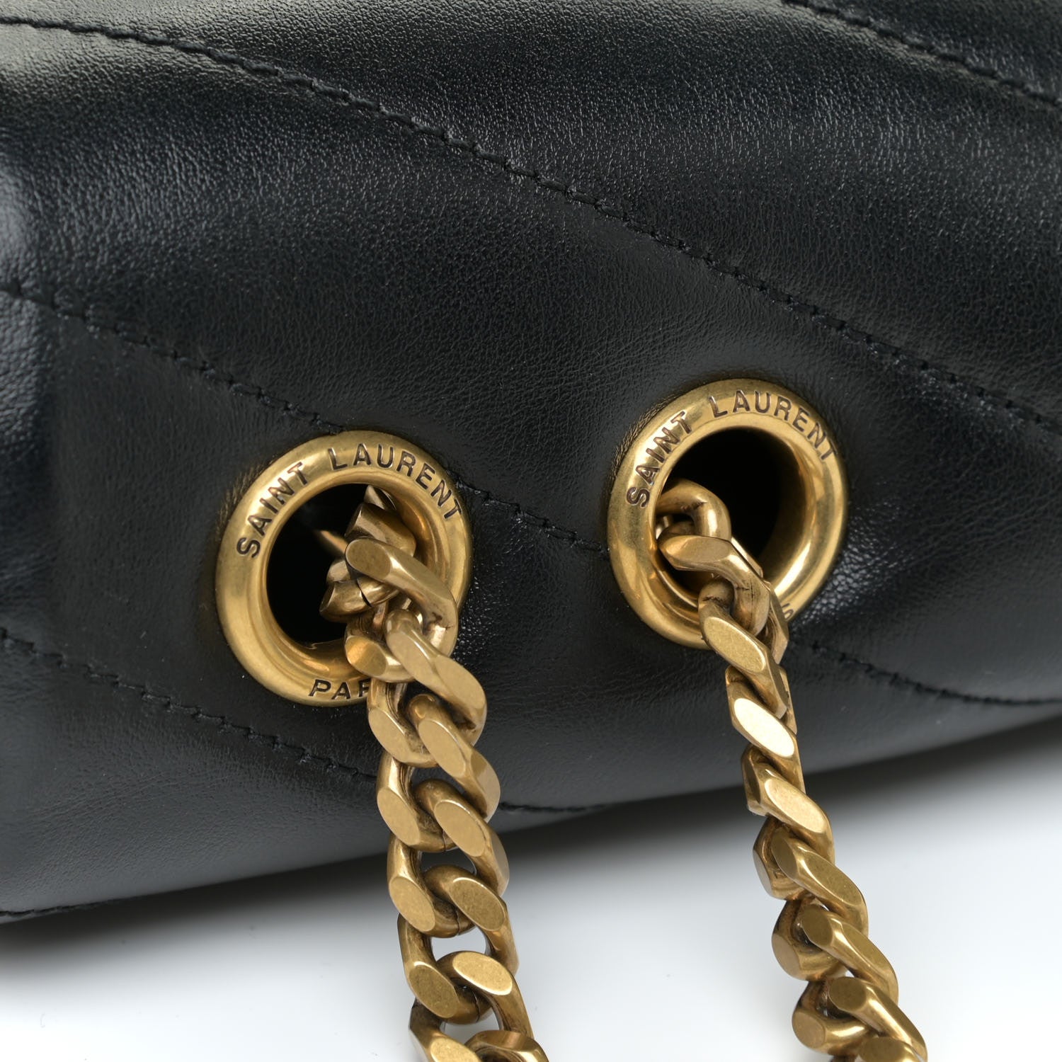 Saint Laurent Calfskin Y Quilted Monogram Medium Loulou Chain Satchel Black 15 of 17