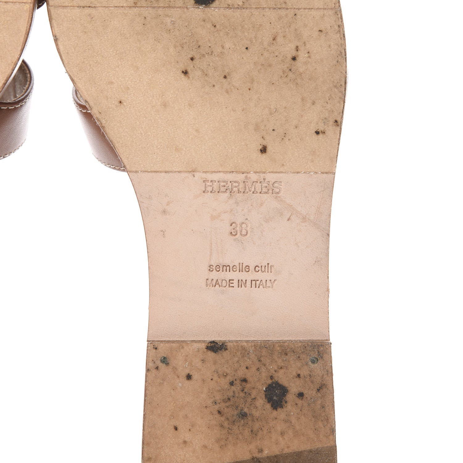 Hermes Box Calfskin Oran Sandals 38 Gold 6 of 15