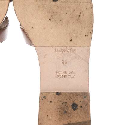 Hermes Box Calfskin Oran Sandals 38 Gold 6 of 15