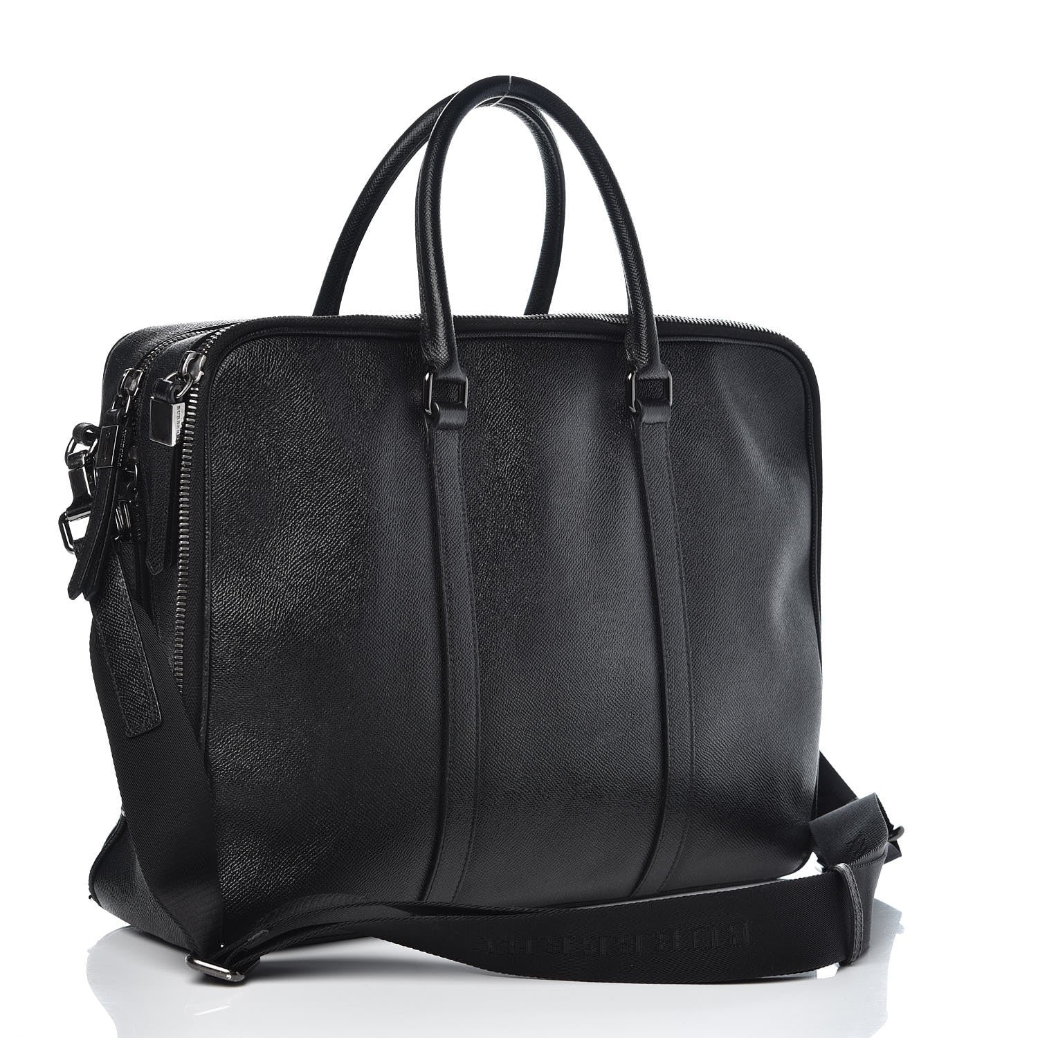 Burberry Textured Calfskin Briefcase Black 3 of 8