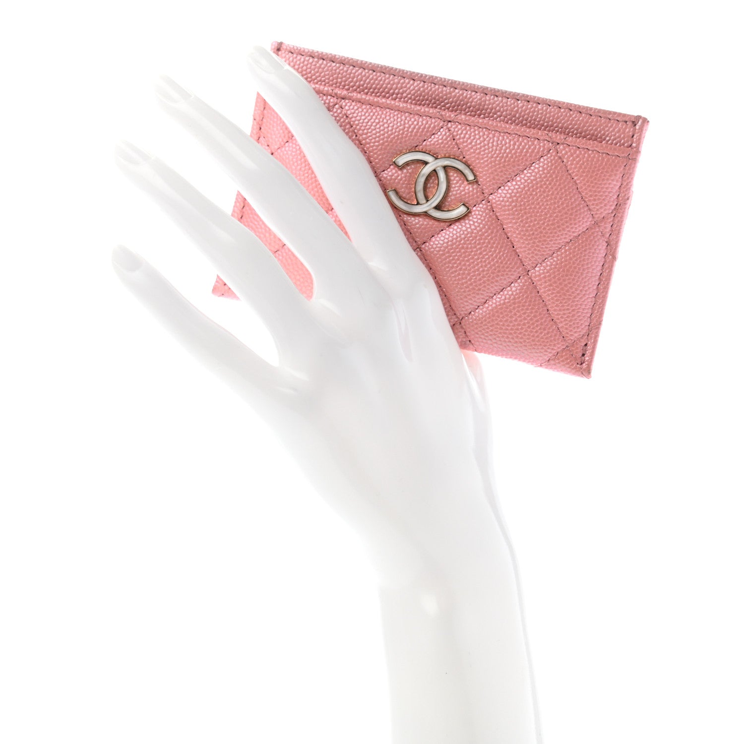 Chanel Iridescent Caviar Quilted Card Holder Rose Pink 2 of 8