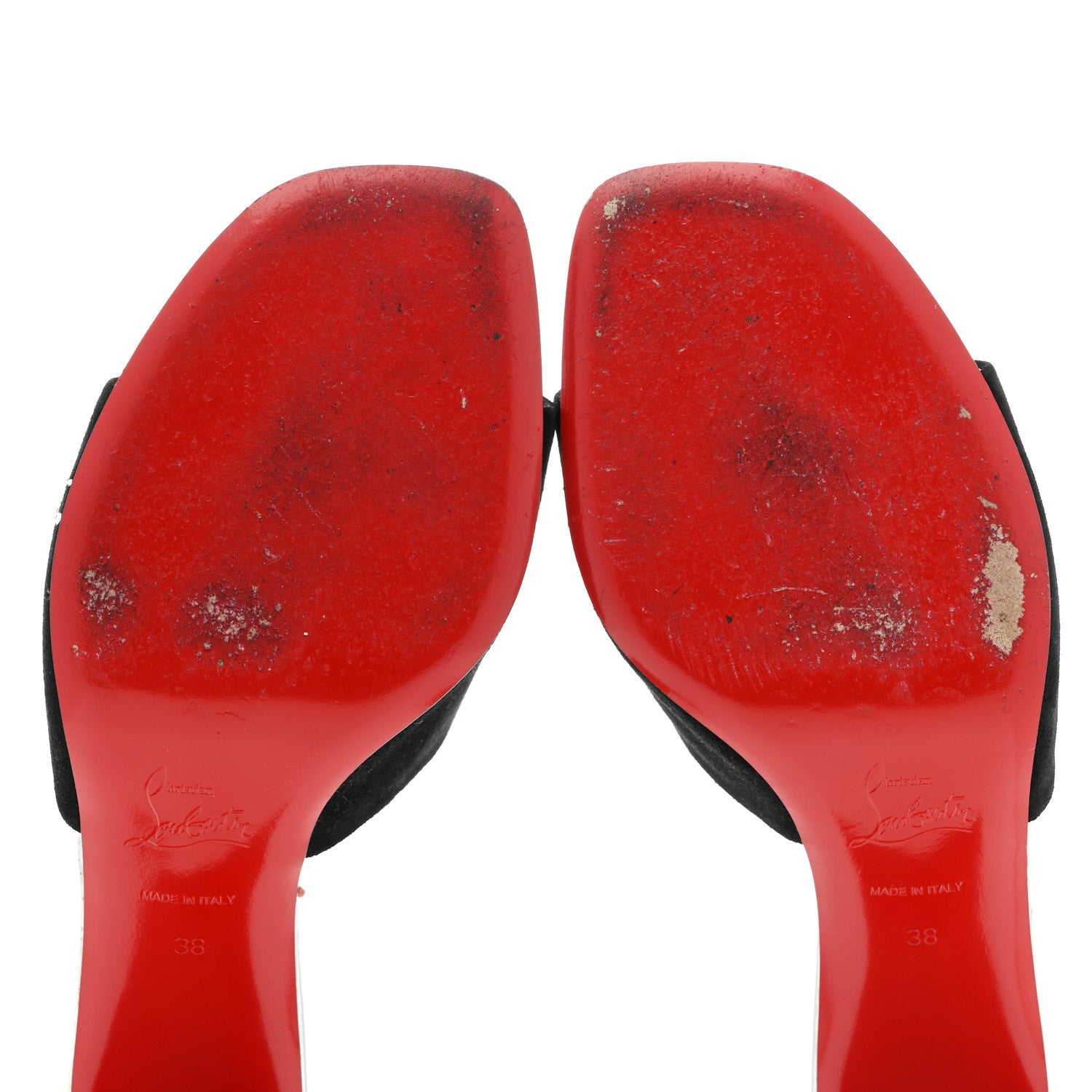 Christian Louboutin Veau Velours Specchio Dear Home 55 Slide Sandals 38 Black Crystal 10 of 11