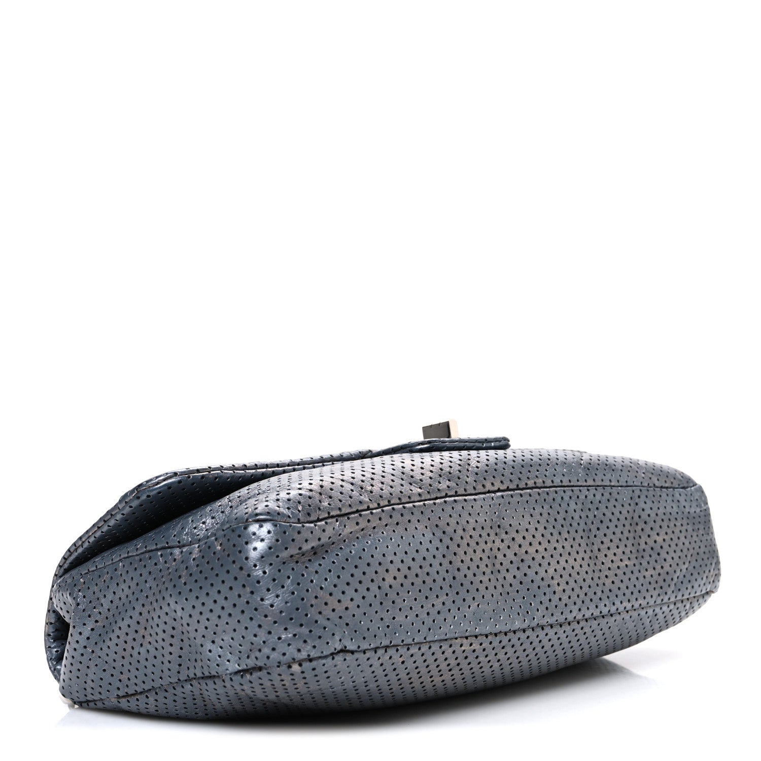 Chanel Metallic Crackled Calfskin Perforated Drill Flap Silver 4 of 11