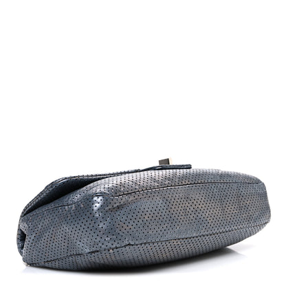 Chanel Metallic Crackled Calfskin Perforated Drill Flap Silver 4 of 11