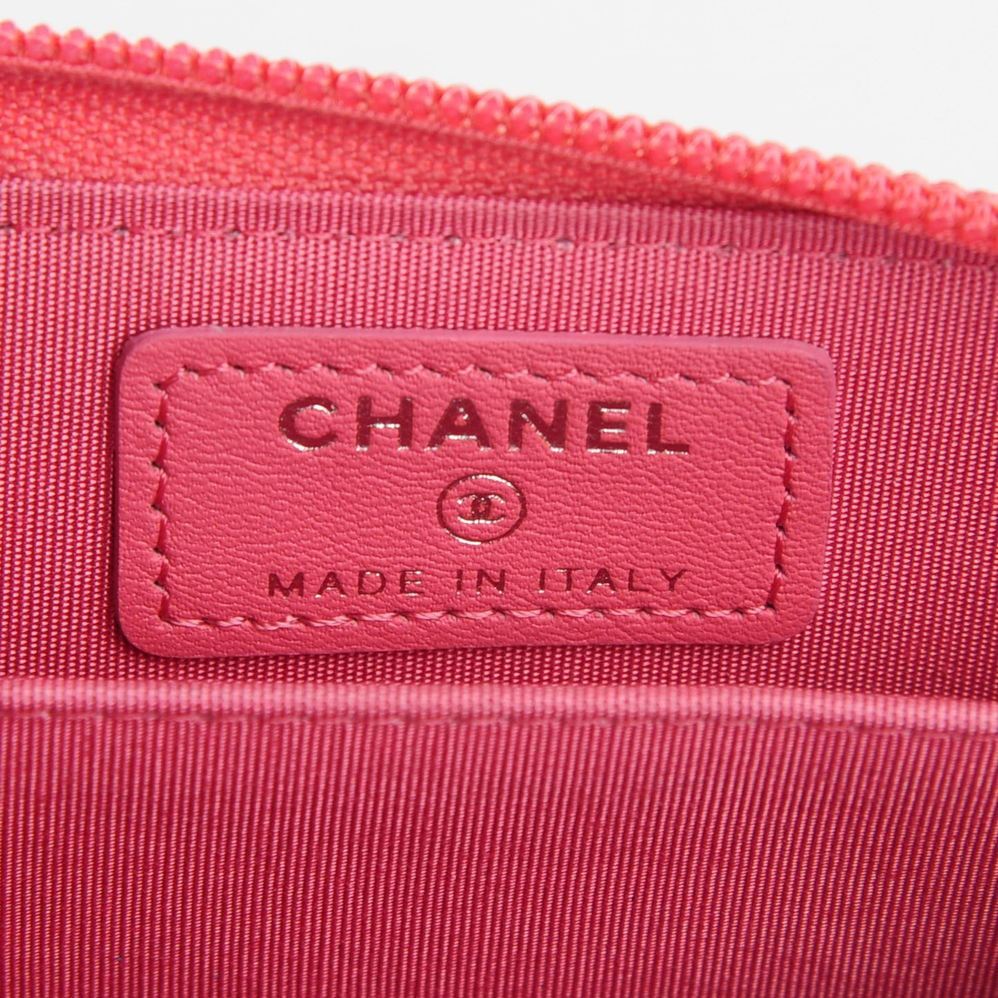 Calfskin Chevron Zip Around Boy Coin Purse Wallet Pink