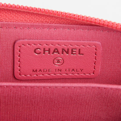 Chanel Calfskin Chevron Zip Around Boy Coin Purse Wallet Pink 5 of 6