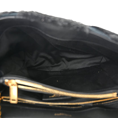 Saint Laurent Shearling Y Quilted Monogram Medium Loulou Chain Satchel Black 5 of 10