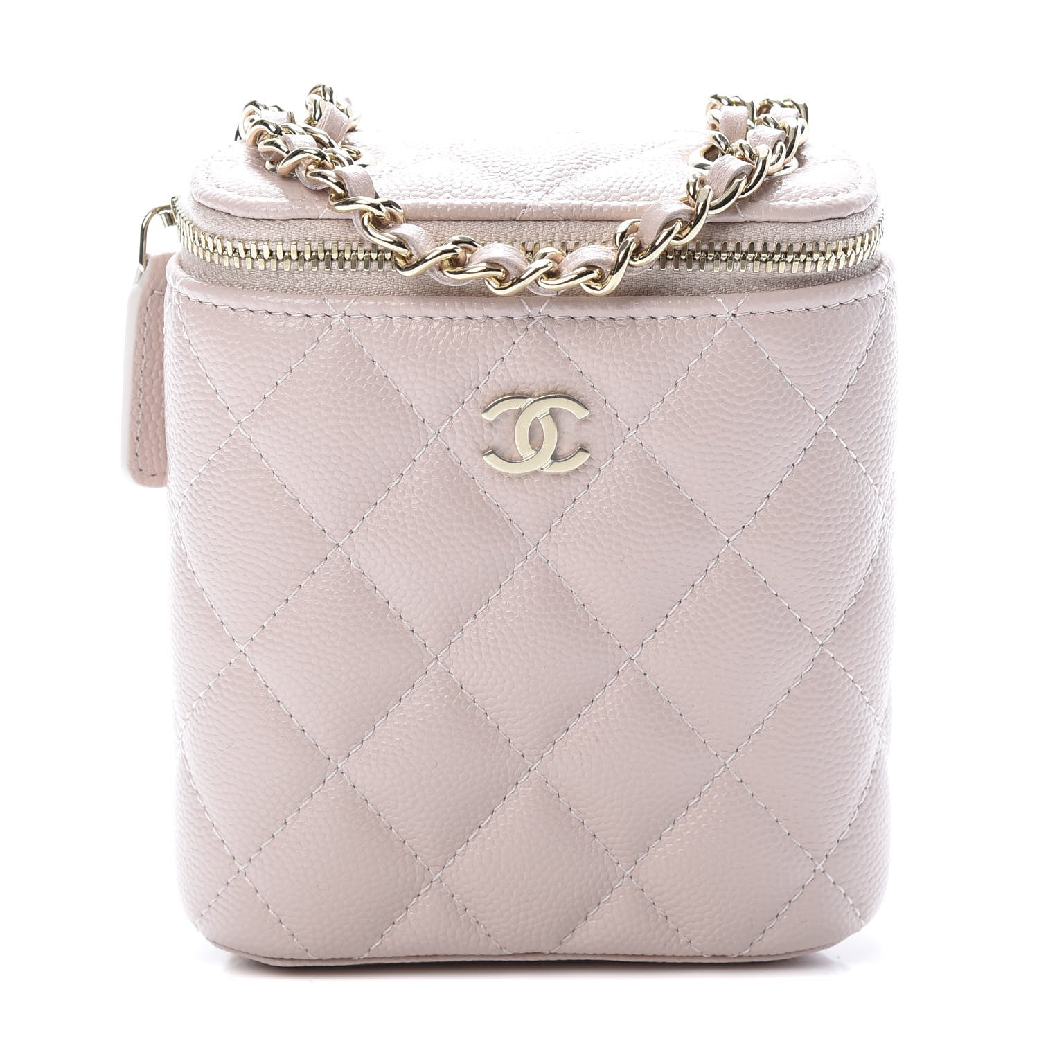 Chanel Caviar Quilted Small Vertical Coco Beauty Vanity Case With Chain Light Pink 1 of 10