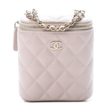 Chanel Caviar Quilted Small Vertical Coco Beauty Vanity Case With Chain Light Pink 1 of 10