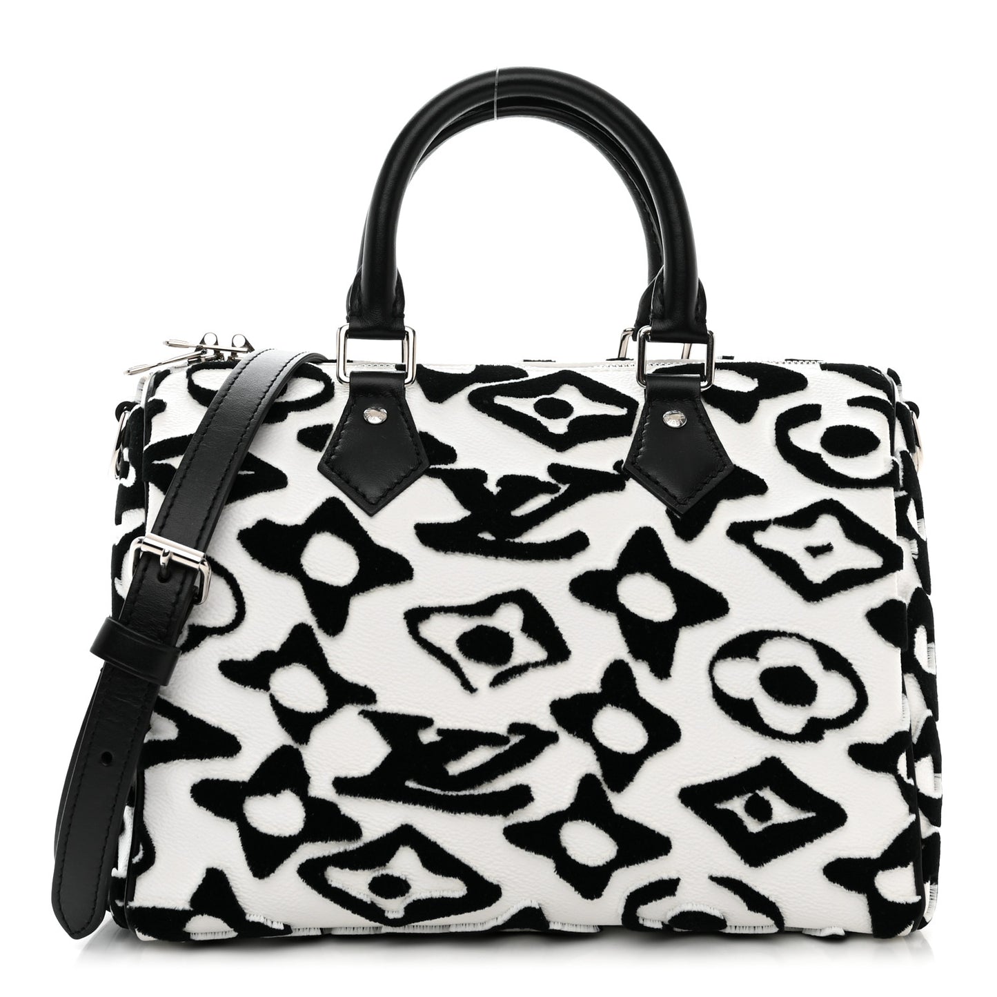 X UF Tufted Monogram Speedy Bandouliere 25 White Black