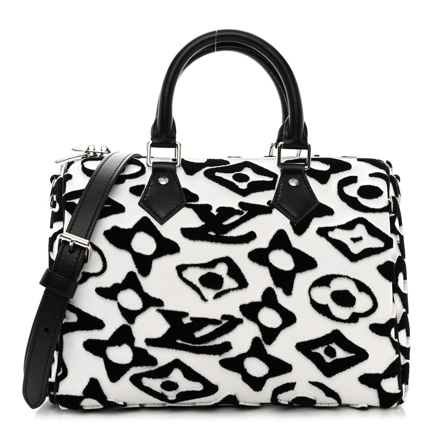 Louis Vuitton X UF Tufted Monogram Speedy Bandouliere 25 White Black 1 of 10