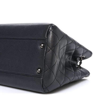 Chanel Metallic Grained Calfskin Medium Woven Chain Shopping Bag Black 10 of 10