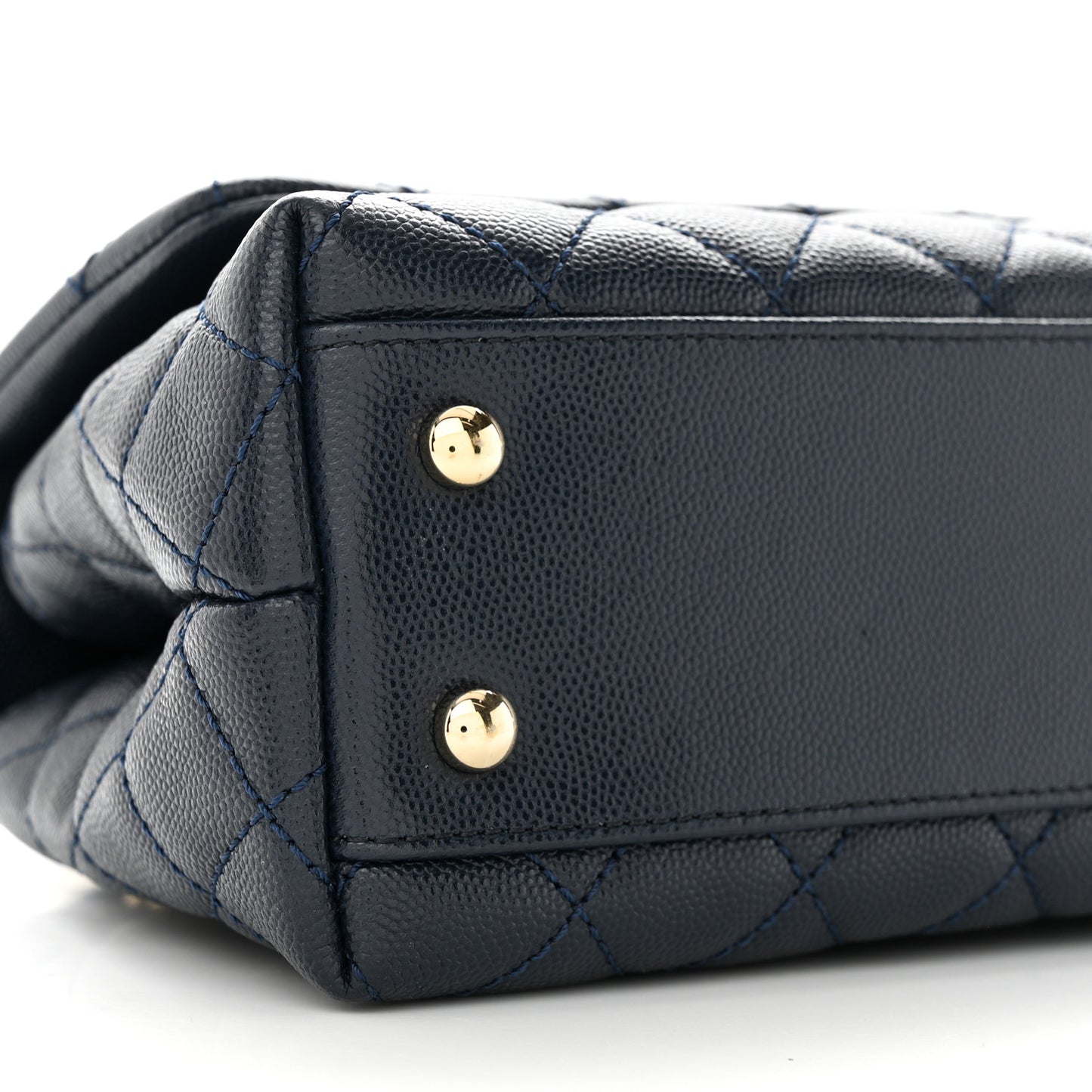 Caviar Quilted Lizard Embossed Mini Coco Handle Flap Dark Blue