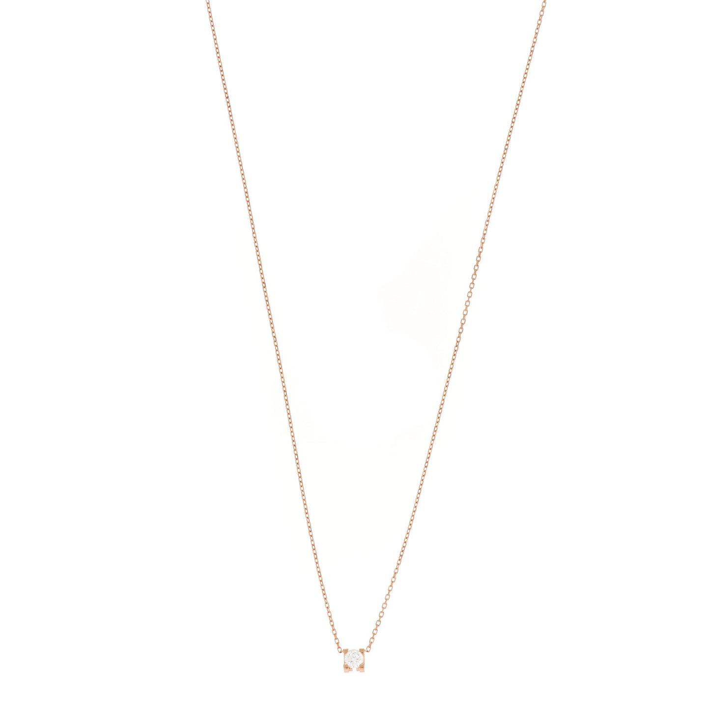 18K Pink Gold Diamond .23ct C De Cartier Pendant Necklace
