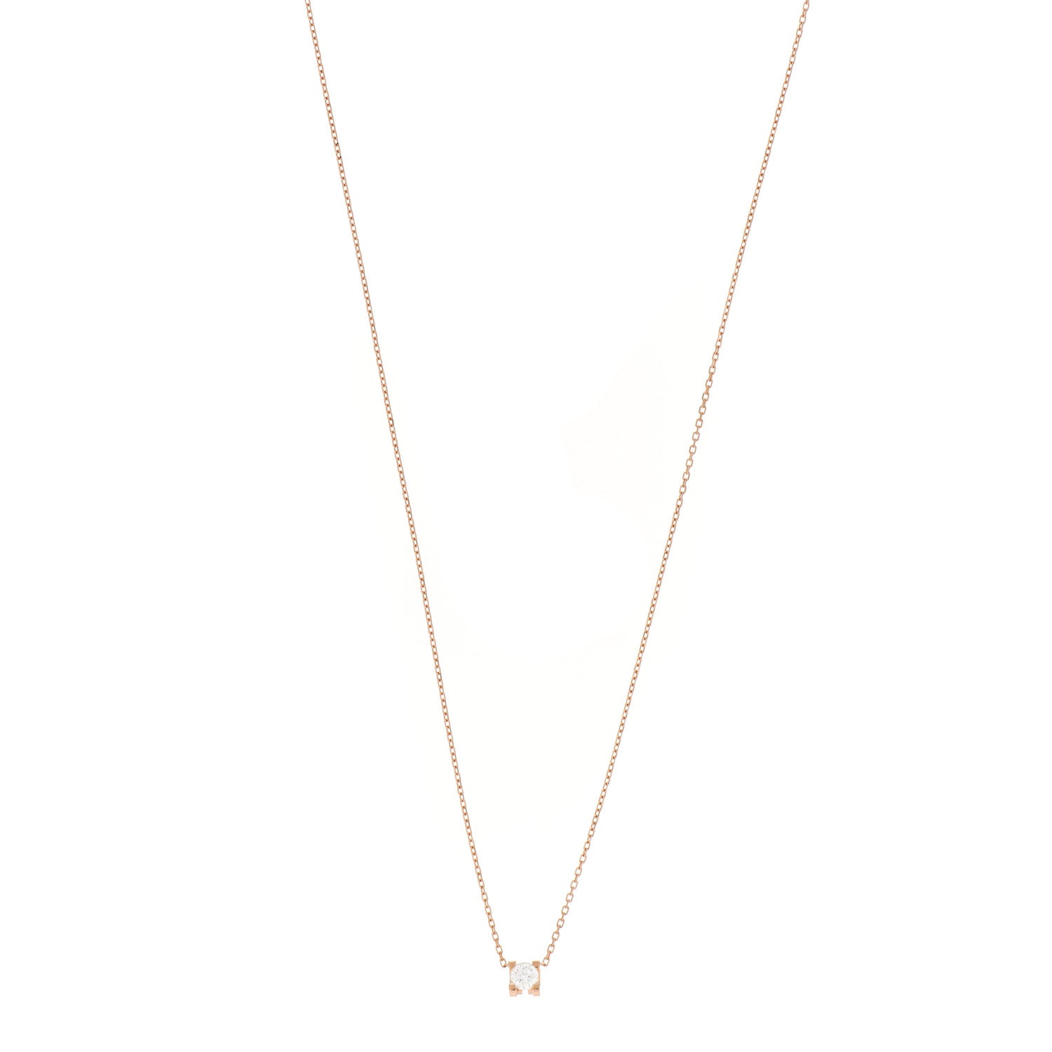 Cartier 18K Pink Gold Diamond .23ct C De Cartier Pendant Necklace 1 of 6