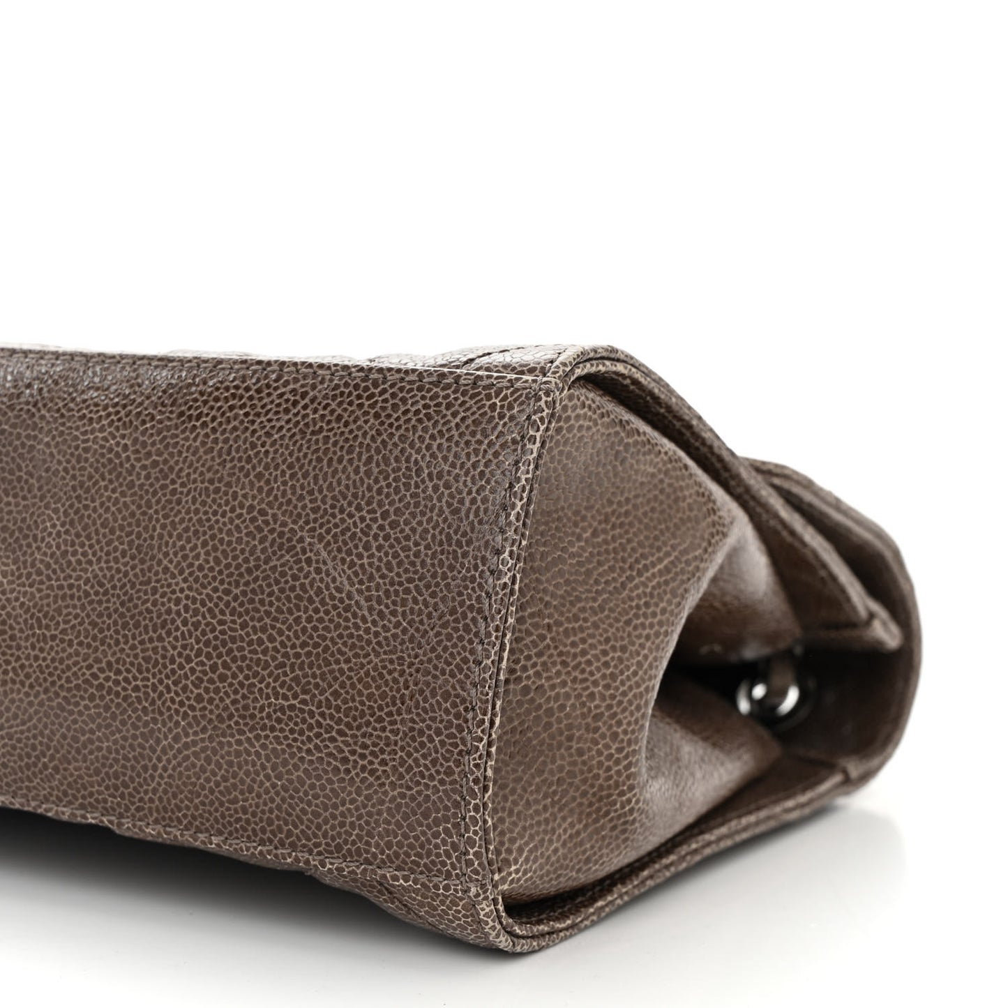 Crumpled Grained Calfskin Jumbo CC Crave Flap Beige
