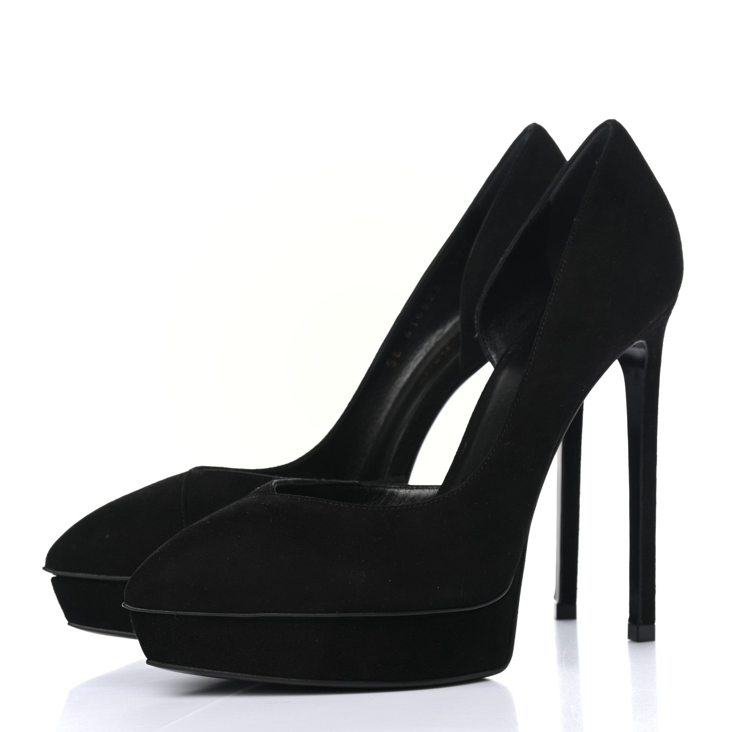 Saint Laurent Suede Janis 105 D'Orsay Pumps 37.5 Black 3 of 9