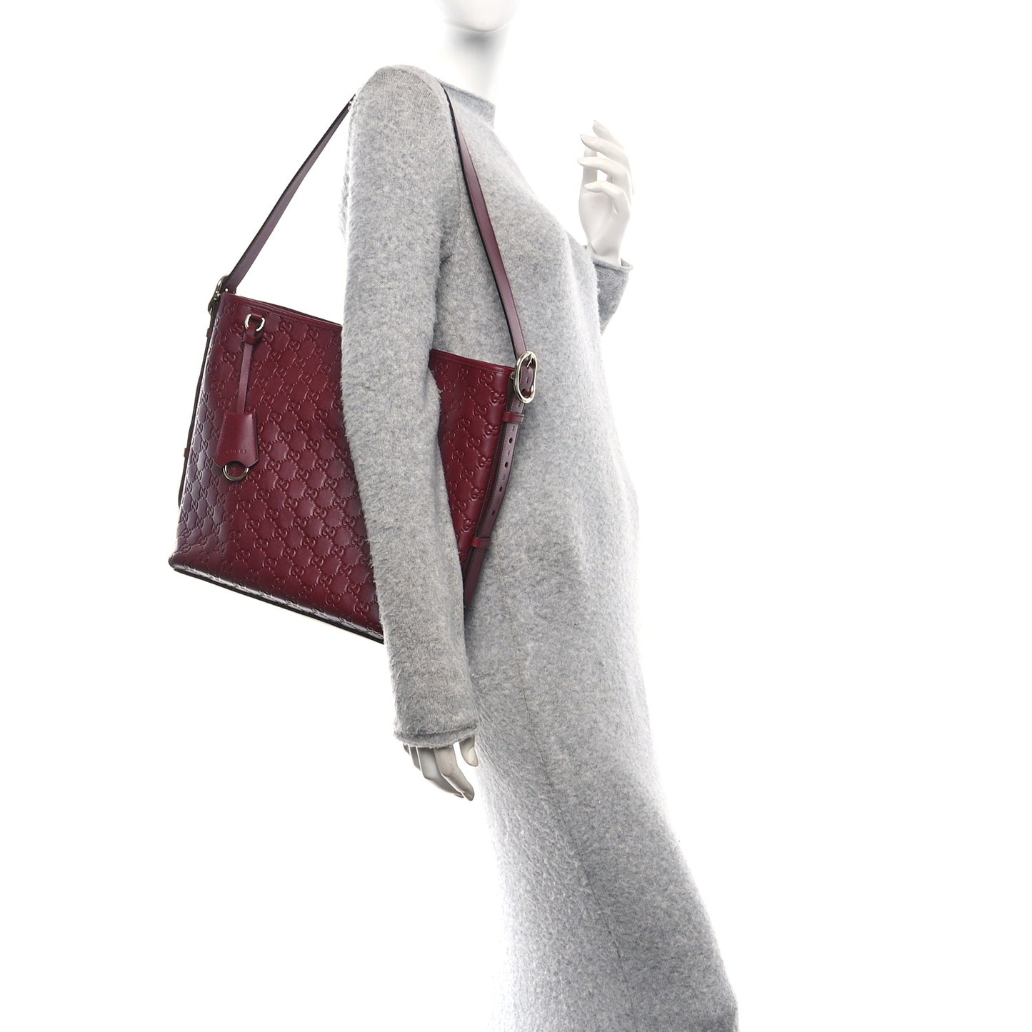 GG Calfskin Embossed Emblem Medium Shoulder Bag Rose Ancora