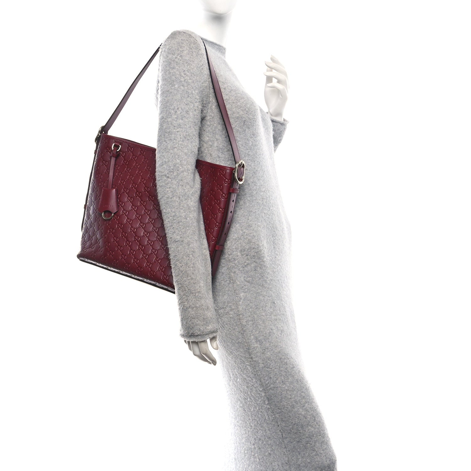 Gucci GG Calfskin Embossed Emblem Medium Shoulder Bag Rose Ancora 2 of 10