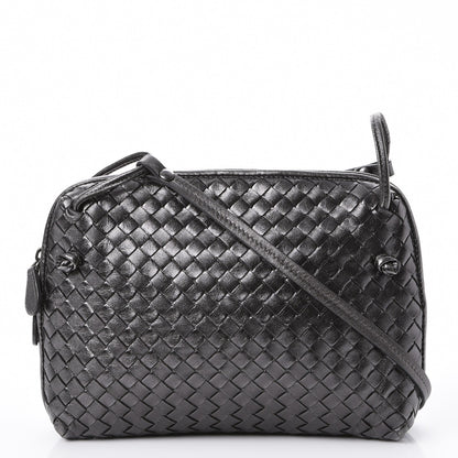 Bottega Veneta Metallic Nappa Intrecciato Pillow Crossbody Messenger Dark Grey 1 of 8