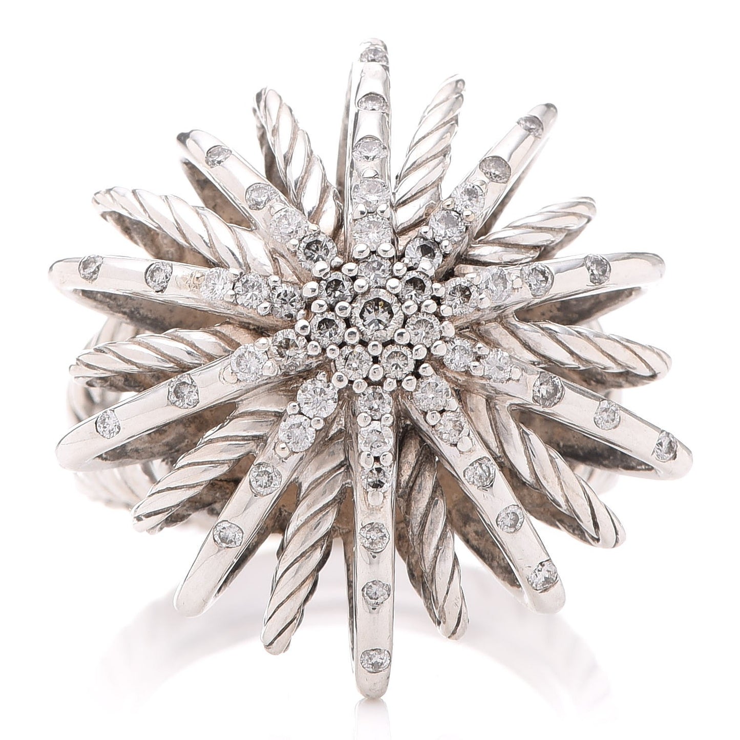 Sterling Silver Diamond 25mm Starburst Ring 54 7