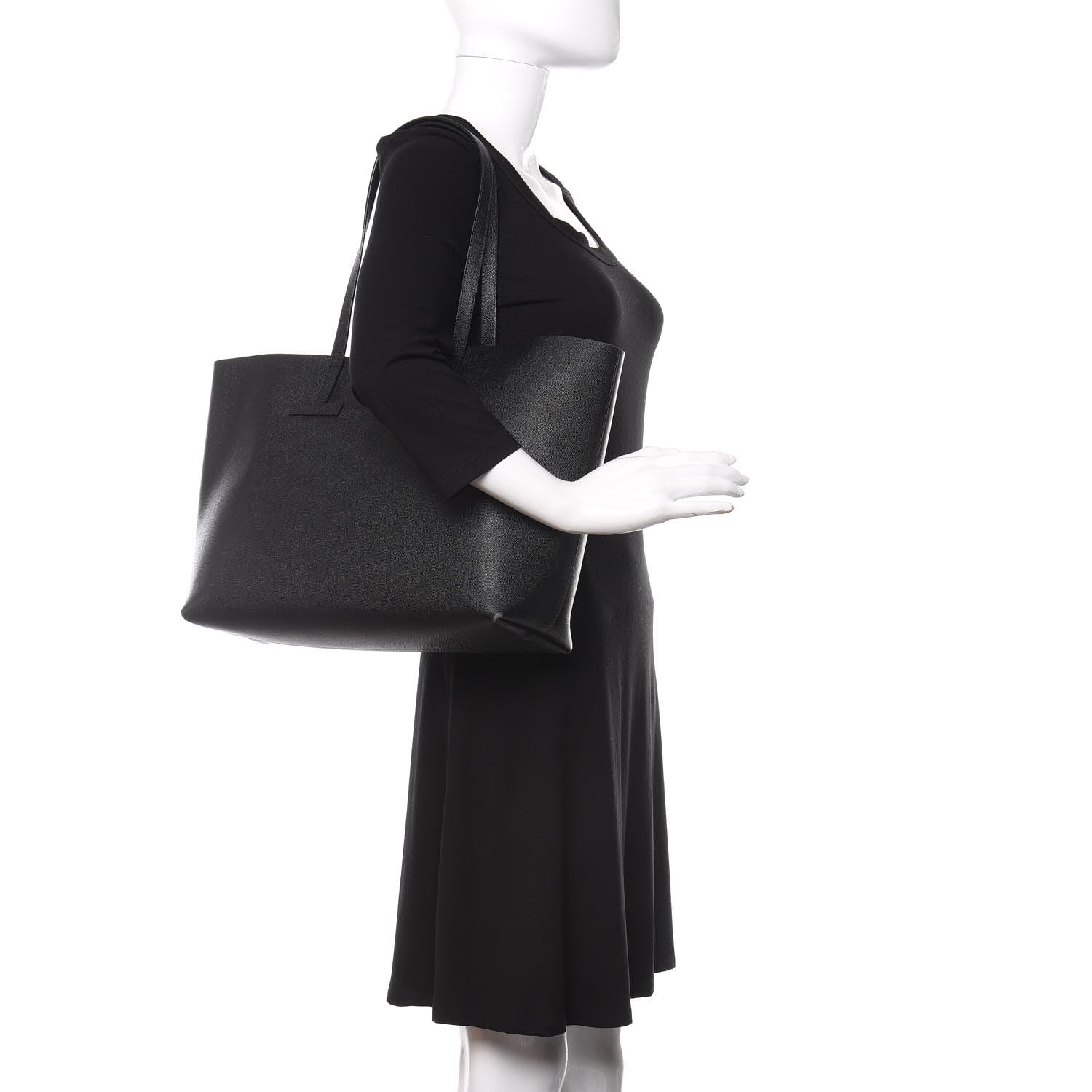 Tom Ford Grained Calfskin Small T Tote Black 2 of 10