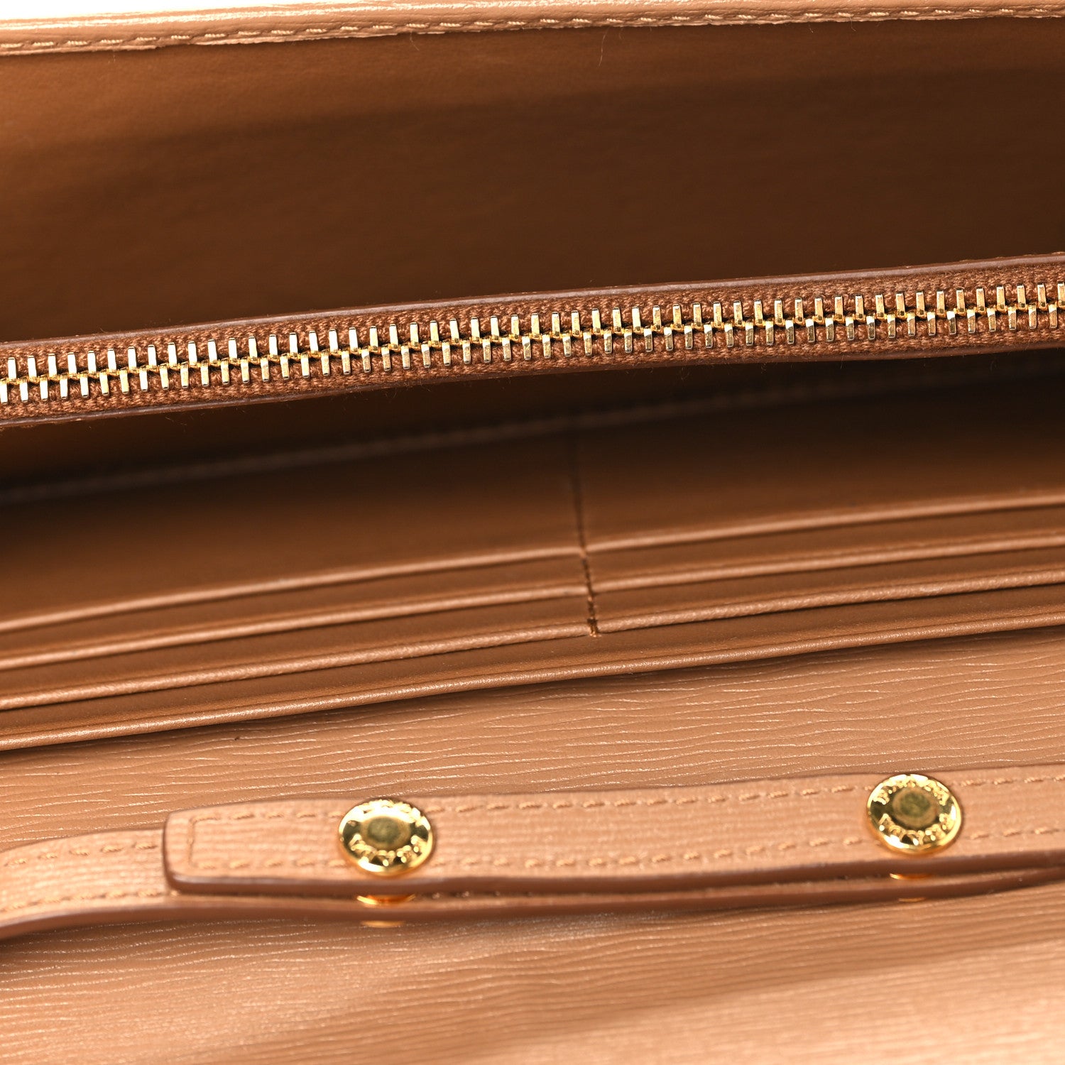 Prada Vitello Move Metal Oro Chain Wallet Caramel 5 of 9