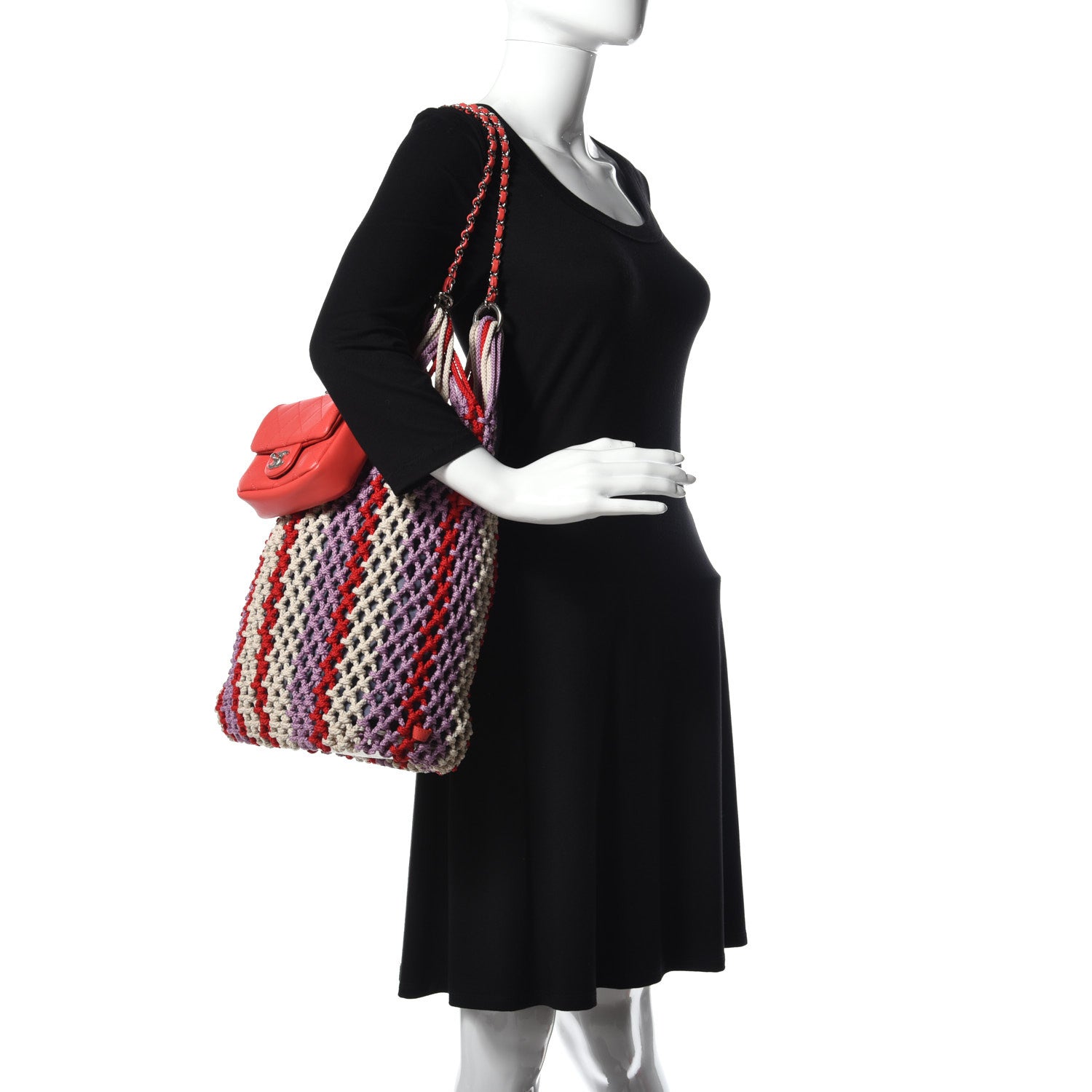Chanel Lambskin Mixed Fibers Large Shopping Bag Red Purple White 2 of 13