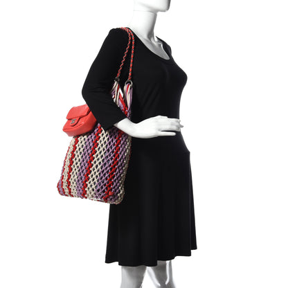 Chanel Lambskin Mixed Fibers Large Shopping Bag Red Purple White 2 of 13