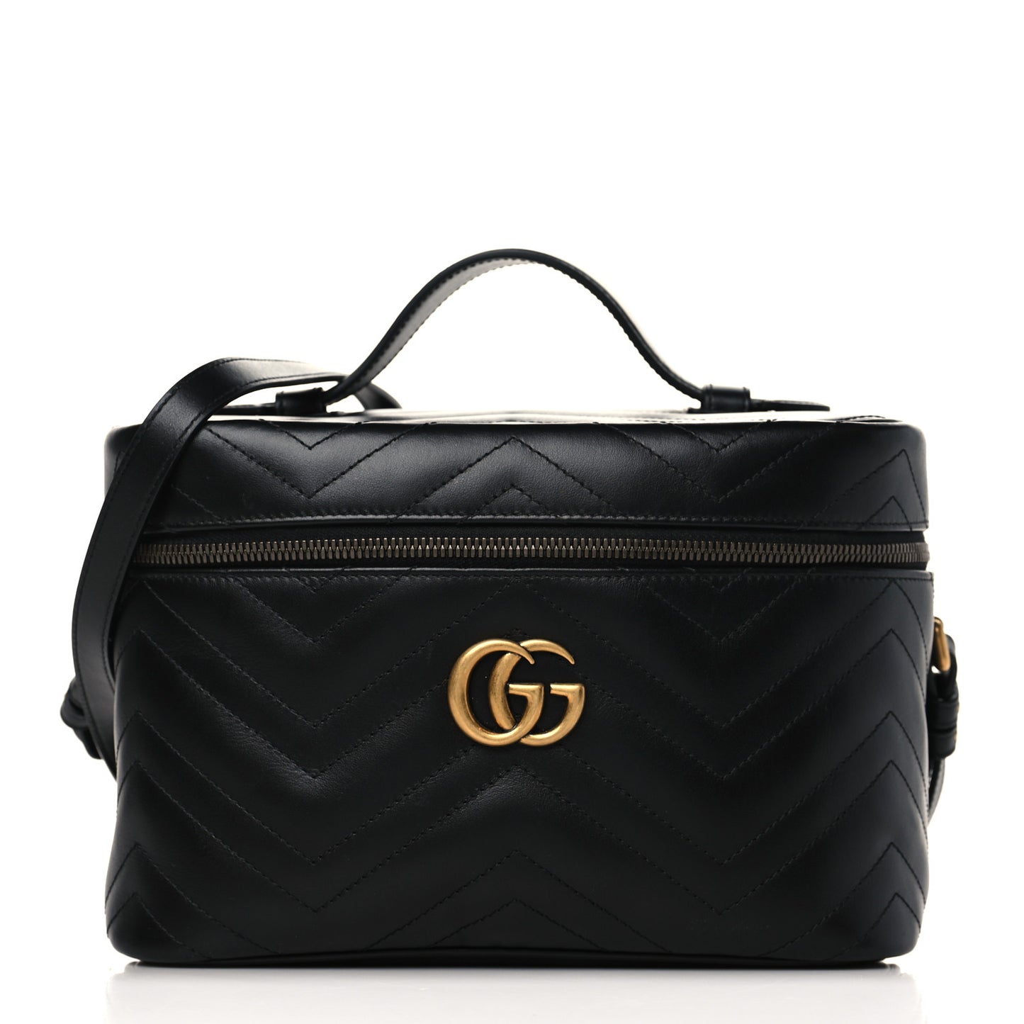 Calfskin Matelasse Large GG Marmont Vanity Cosmetic Case Black