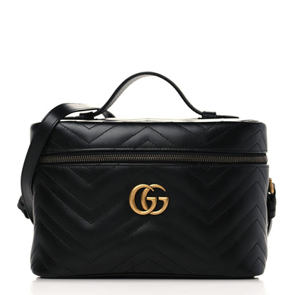 Gucci Calfskin Matelasse Large GG Marmont Vanity Cosmetic Case Black 1 of 10