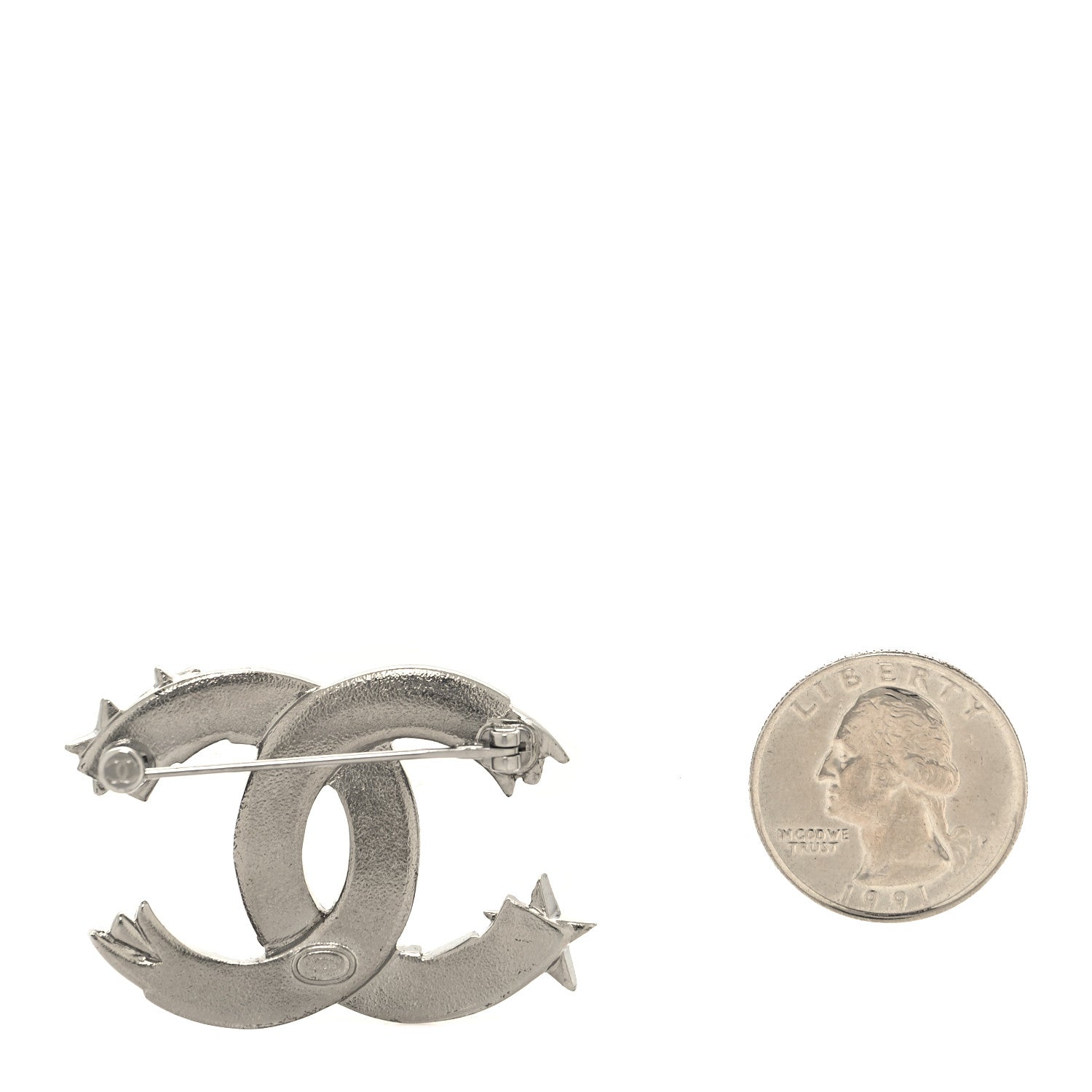 Chanel Crystal Starfall CC Brooch Silver 2 of 3