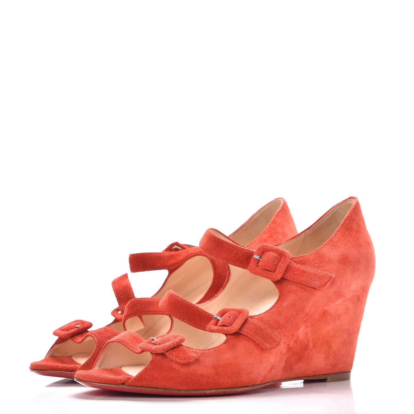 Suede Open Toe 70 Wedges 39.5 Red