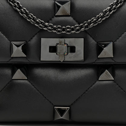 Valentino Garavani Nappa Monochrome Medium Roman Stud Shoulder Bag Black 7 of 9