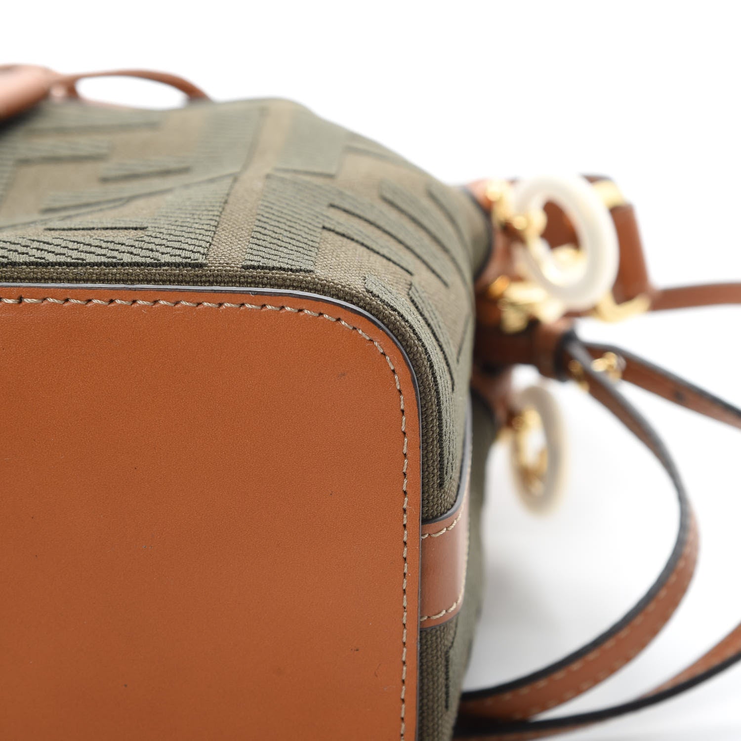 Fendi Canvas Vitello King F is Fendi FF Embroidered Mini Mon Tresor Bucket Bag Amazzonia Cuoio 11 of 11