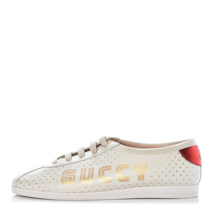 Gucci X SEGA Calfskin GUCCY Stars Womens Falacer Sneakers 39 White 1 of 11