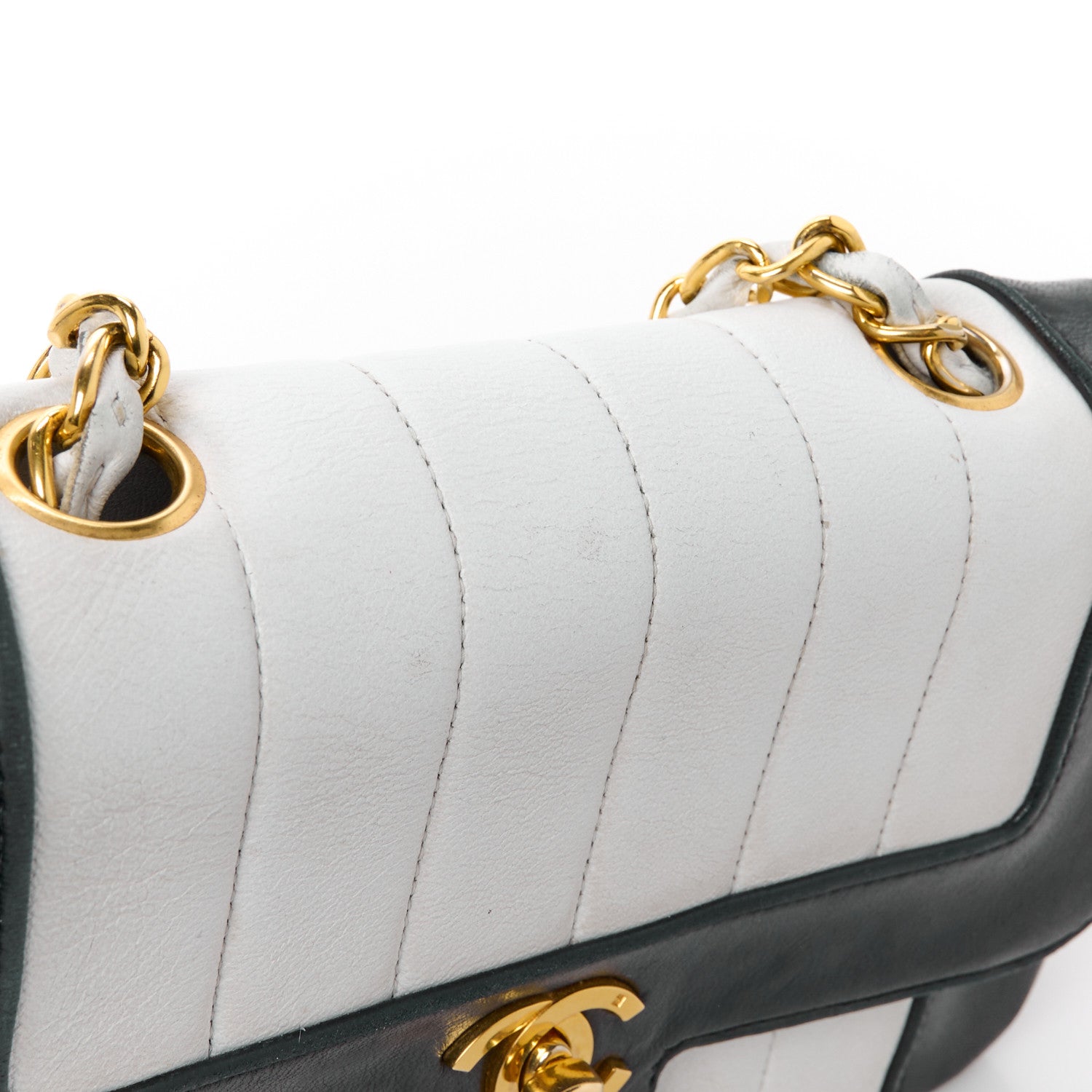 Chanel Lambskin Vertical Quilt Mini Flap Black White 16 of 18