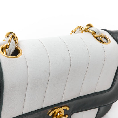 Chanel Lambskin Vertical Quilt Mini Flap Black White 16 of 18