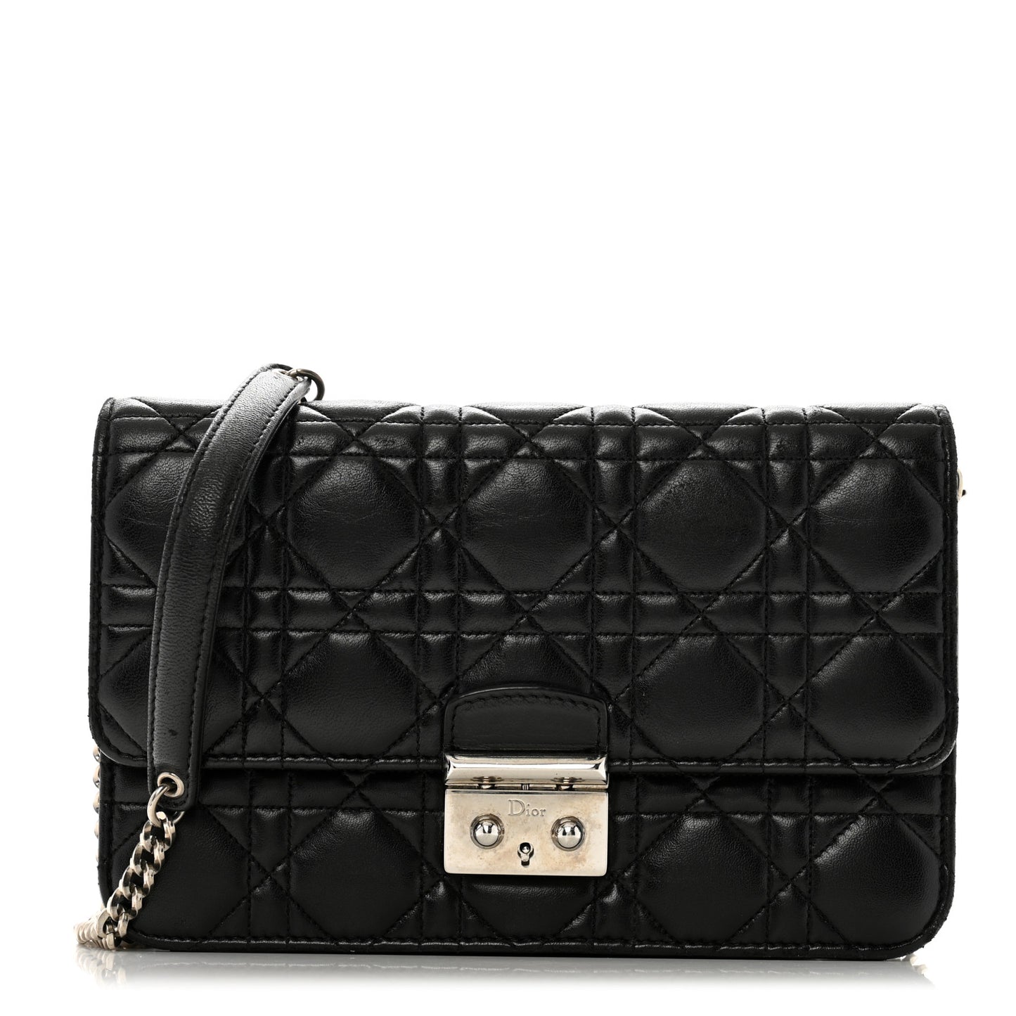 Lambskin Cannage Miss Dior Promenade Pouch Black