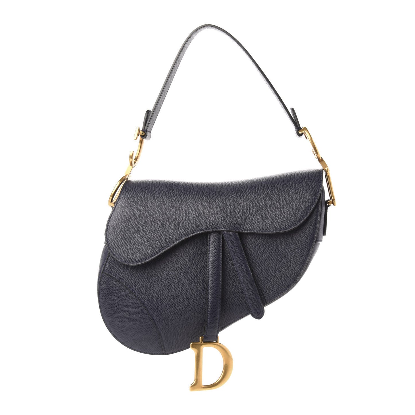 Grained Calfskin Saddle Bag Navy